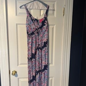 Lilly Pulitzer Maui Maxi Dress. Oyster Bay Blue Miss Shell print. Size 6.